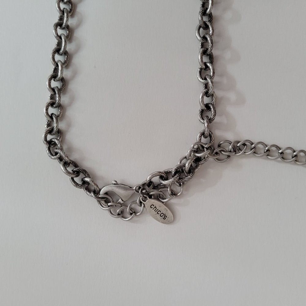 Chicos Silver Tone Multi Pendant Statement Boho N… - image 7
